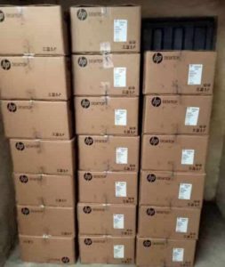 Cartons of new computer systems